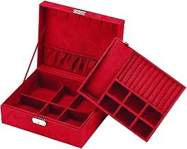 High Quality Jewellery Box Jewellery Box Accessories Box in Rojo - For Storing Rings Chains Watches Earrings Bracelets