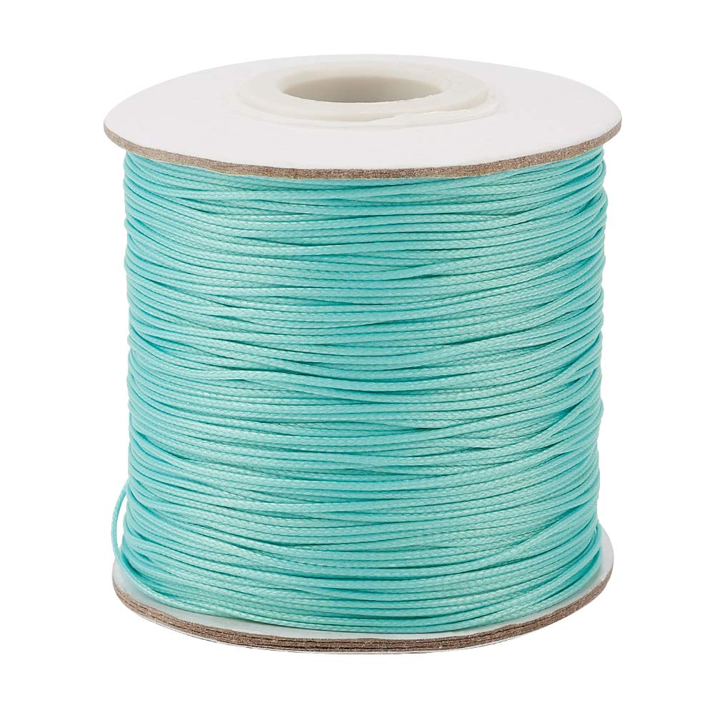 PandaHall 185 Yards 0.5mm Waxed Polyester Cord Round Waxed Thread Beading String with Spool for Jewelry Making Macrame Crafting(Dark Turquoise)