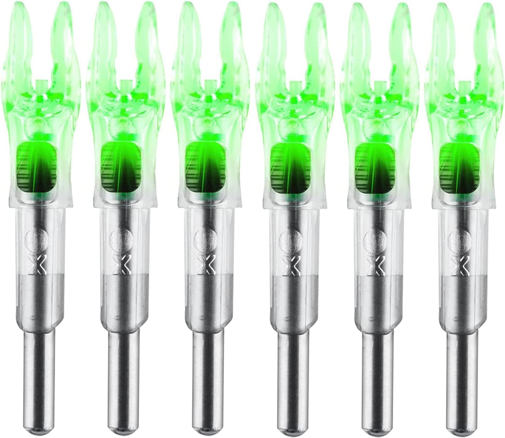 6PCS X Lighted Nocks for Arrows with .204 .233 .244 .246 Inside Diameter with H, S, GT Bushings High-Visibility LED Arrow Nocks, ON/Off Switch Included
