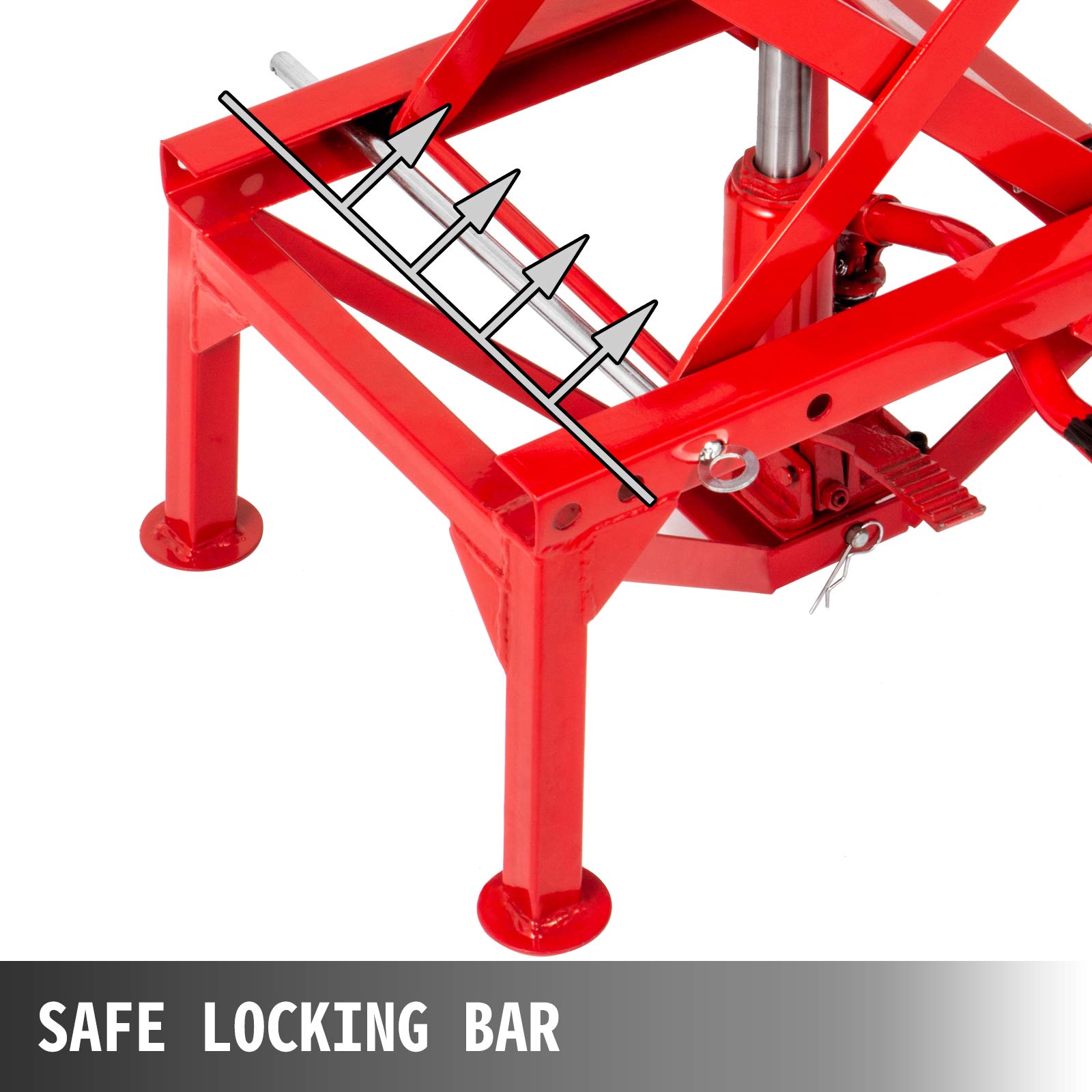 VEVOR Hydraulic Motorcycle Lift Table 300LBS, red scissor lift table