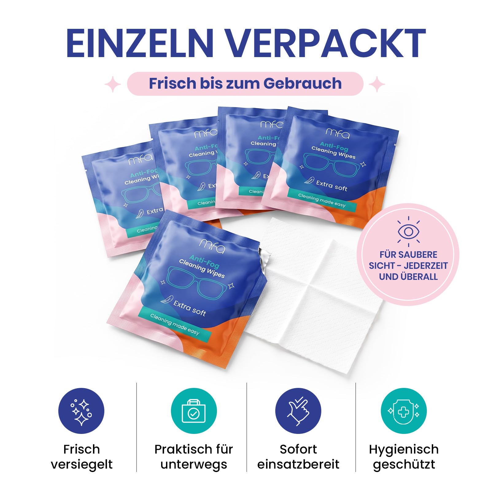 mfa Antibeschlagtuch Brillen-Reinigungstücher | 60 Stück
