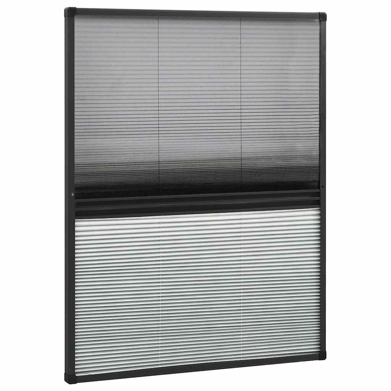 Anself Duo Insektenschutz-Plissee für Dachfenster, Fliegengitter mit PET-Jalousie, Alurahmen Anthrazit, 80x100 cm 148683