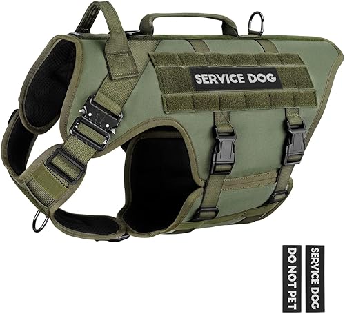 PETNANNY - Arnés táctico para perros grandes, cobertura completa del cuerpo en arnés de entrenamiento para perros con 2 parches reflectantes para