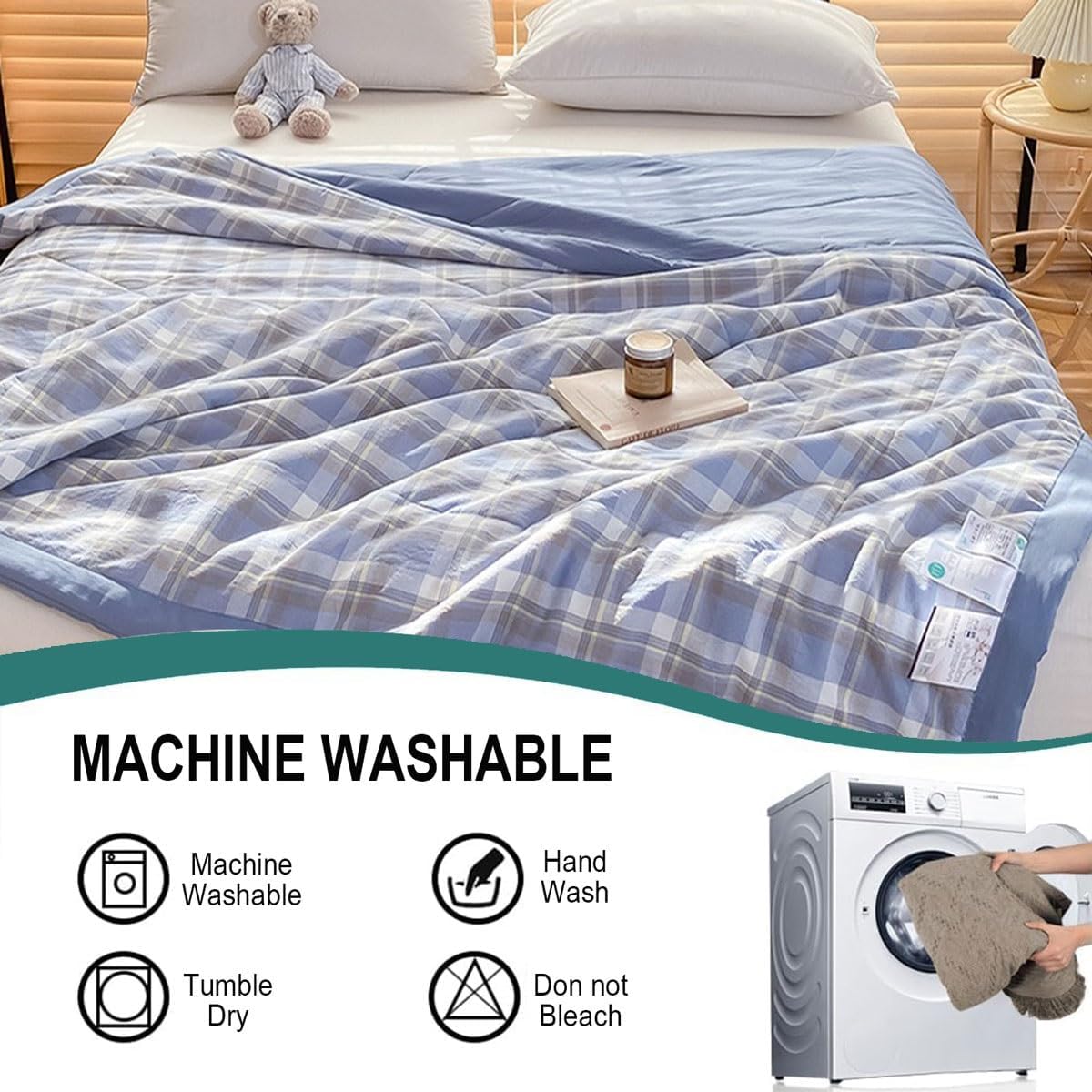 Floral Summer Quilt Queen Size, Green Bedspread Coverlet 180*220/200*230cm Summer Quilts Microfiber Lightweight Bedspreads White Soft Reversible Bed Cover Sets For All Season(G,180*220cm)