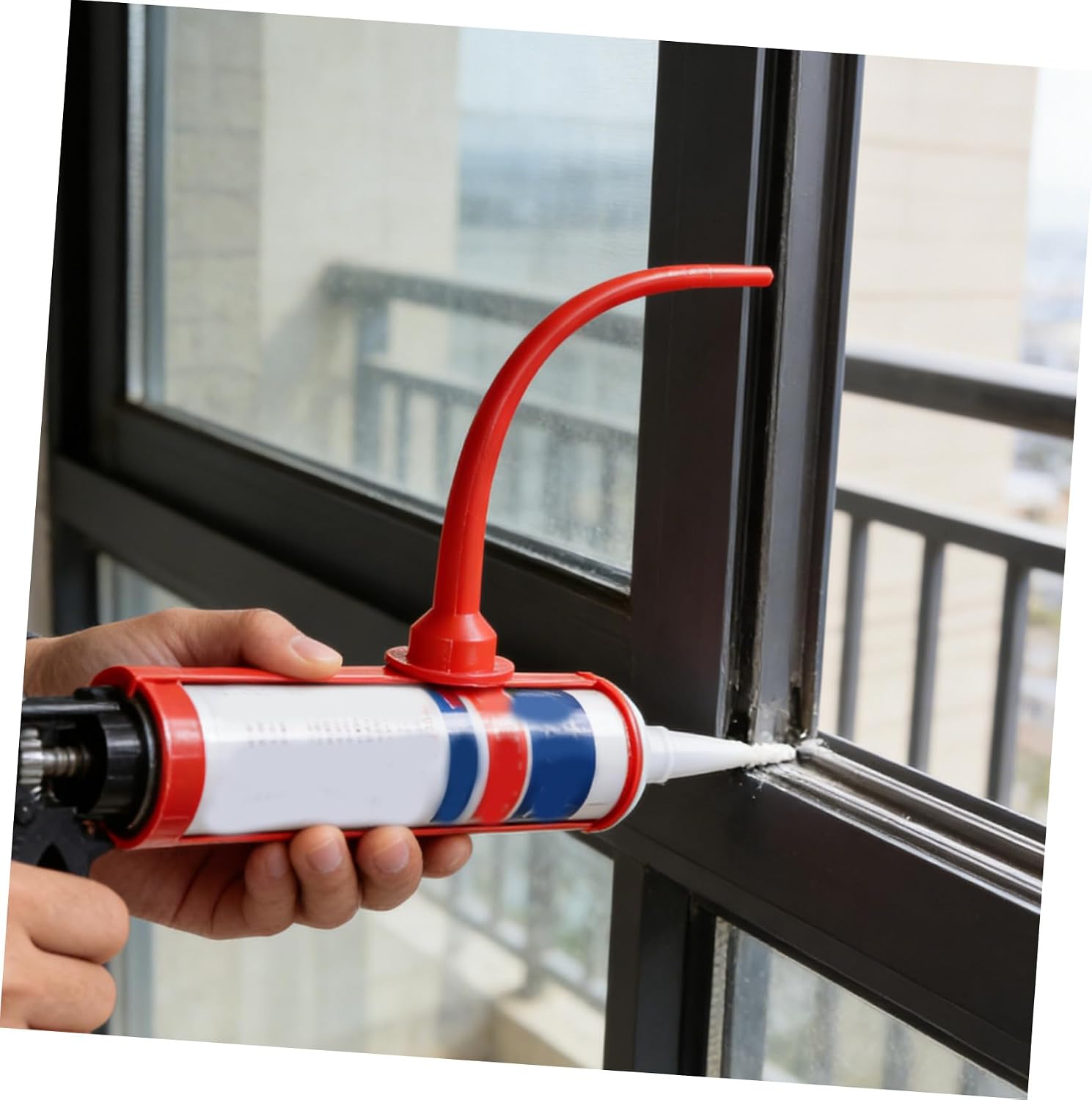 Zerodeko 6pcs Plastic Caulk Nozzle Tips with Extended Reach and Precision Control for Caulk Tubes, Reusable Applicator Nozzle Tool for Window and Door Sealing Projects