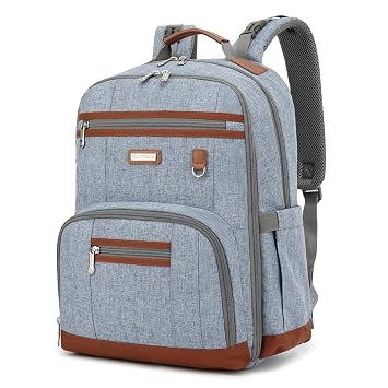 Diaper Bag Backpack, Large Baby Nappy Bags with Portable Changing Pad for Boys and GirlsMultifunction Travel Baby Bag for Moms Dads, Shower Gifts Waterproof and Stylish,Light Blue
