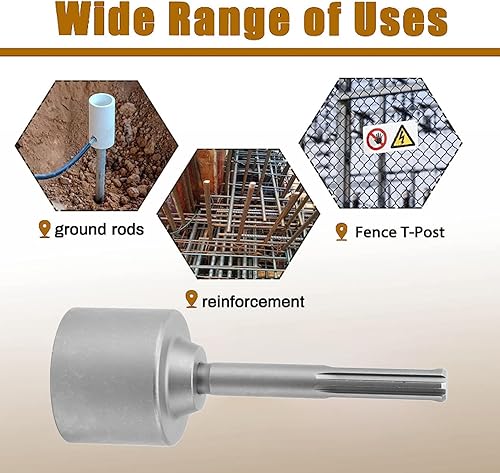 Miniatura 5 de Taladro de poste en T, vástago de 5 hoyos, broca de acero, poste de cerca, poste de mano, martillo, accesorio para taladro de martillo giratorio y