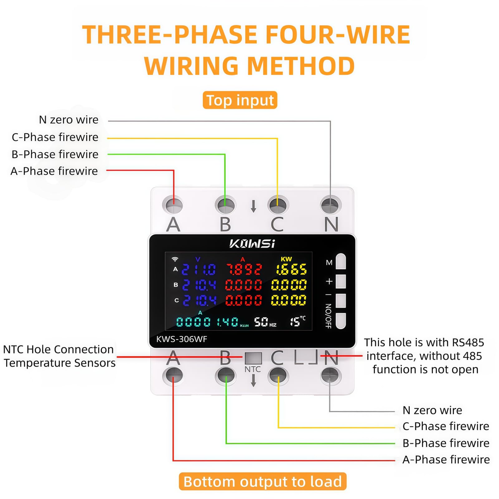 Contatore elettrico trifase a 4 fili, contatore intelligente Tuya Wi-Fi 9 in 1 con display LCD, contatore trifase digitale su guida DIN, contatore trifase calibrato