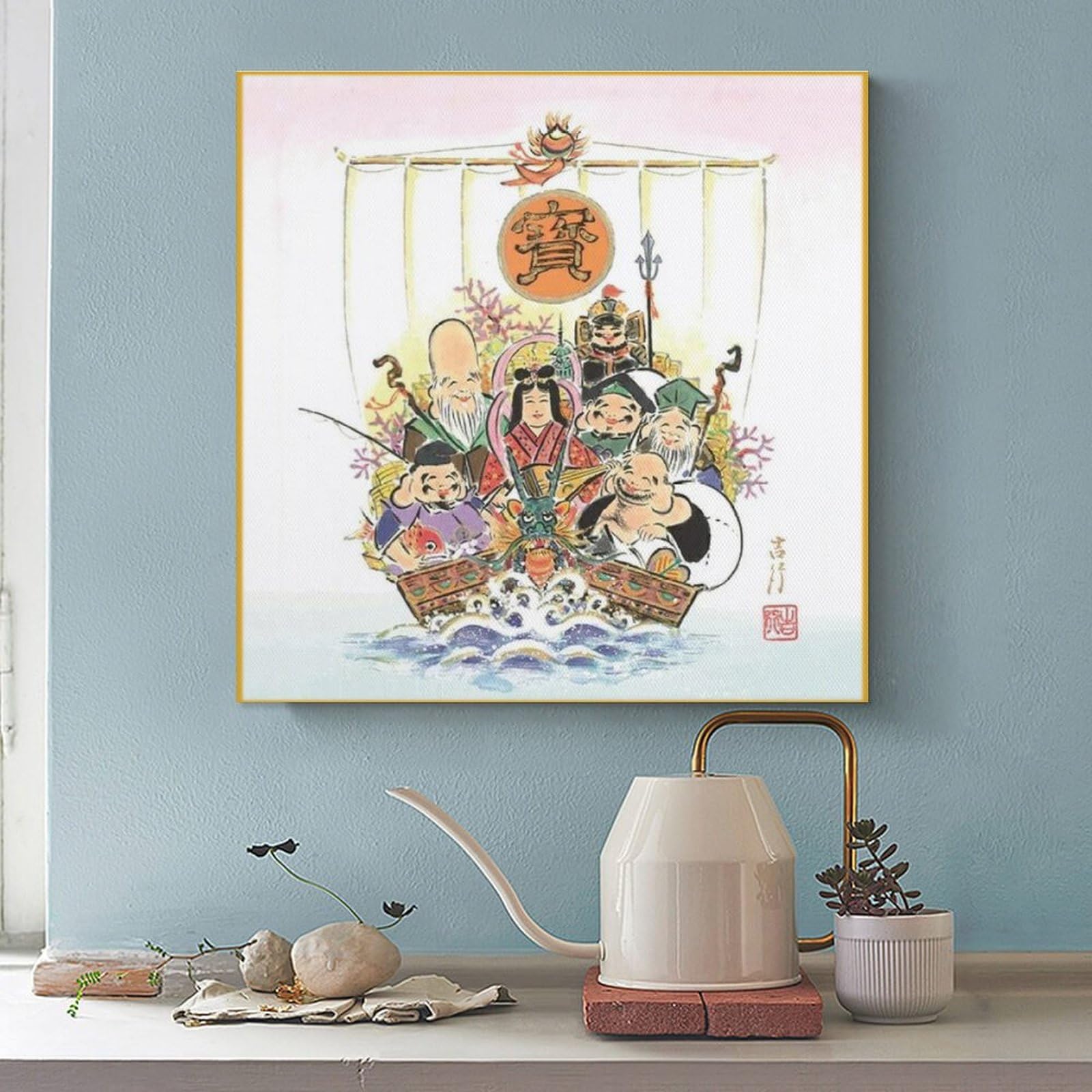 Amazon.co.jp: 七福神 ポスター ポスター 装飾 絵 キャンバス 壁アート