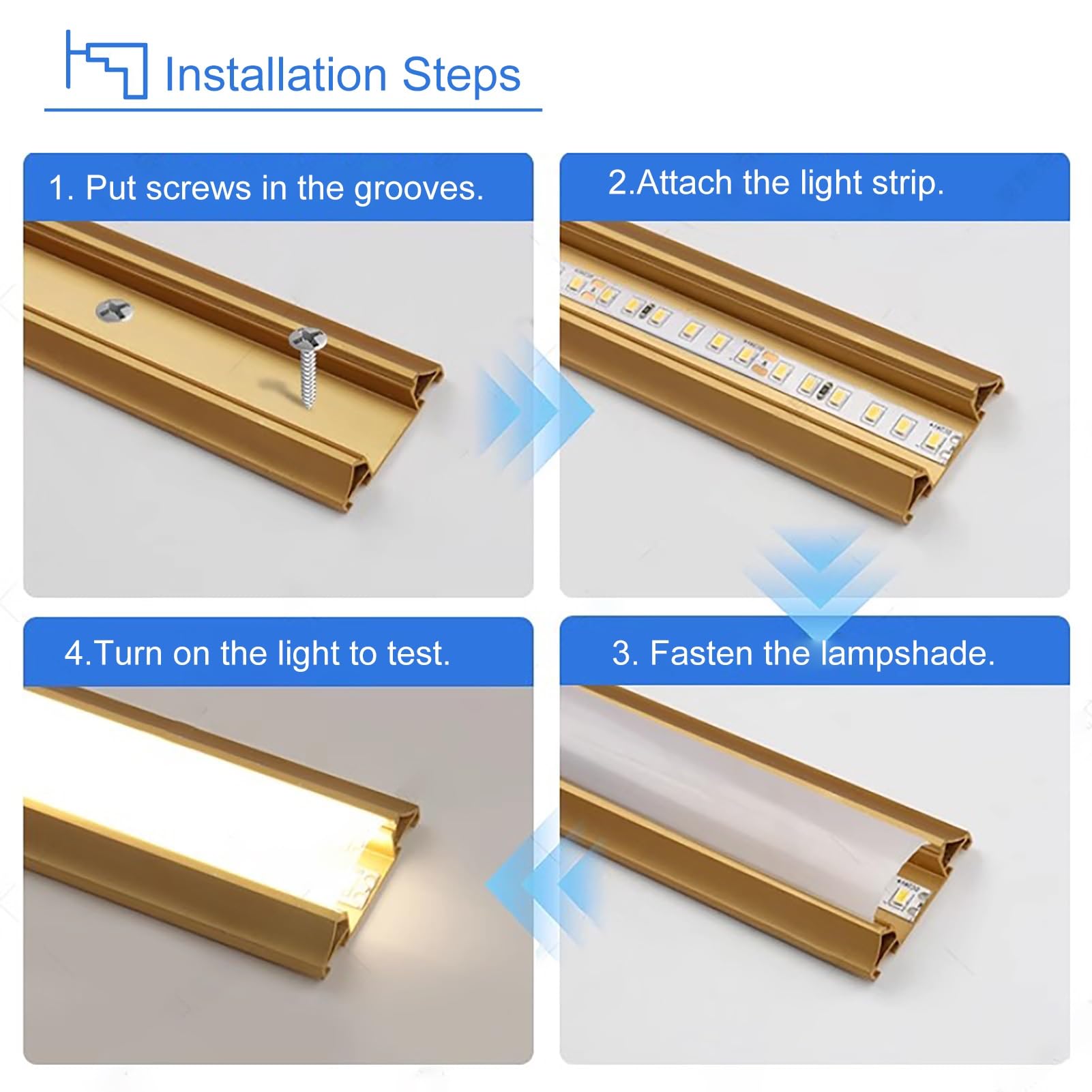Profili per Strisce Led Striscia LED in Stile Orientale per Battiscopa | Diffusore per Luce LED con Cornice Dorata, Illuminazione Indiretta a LED per Camera da Letto/ Soggiorno