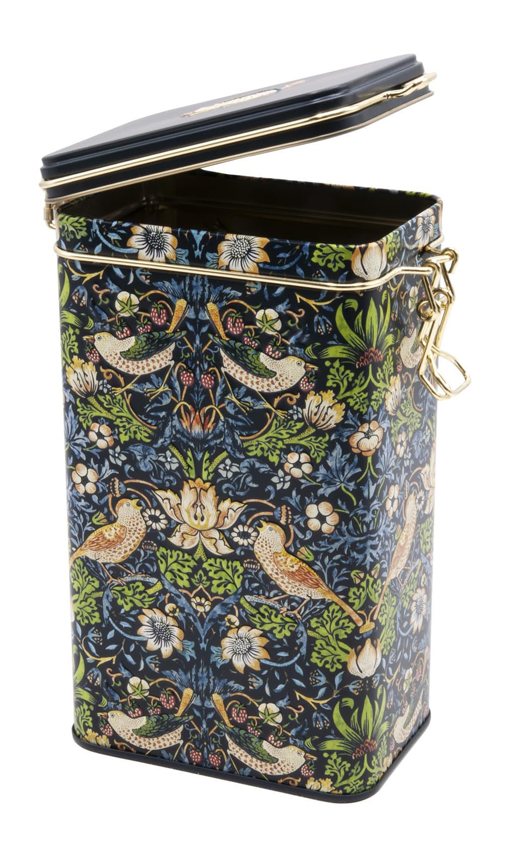 Fridolin William Morris 19397 Storage Jar/Coffee Tin with Clip Closure Volume Approx. 1.4 Litres – William Morris: Strawberry Thief