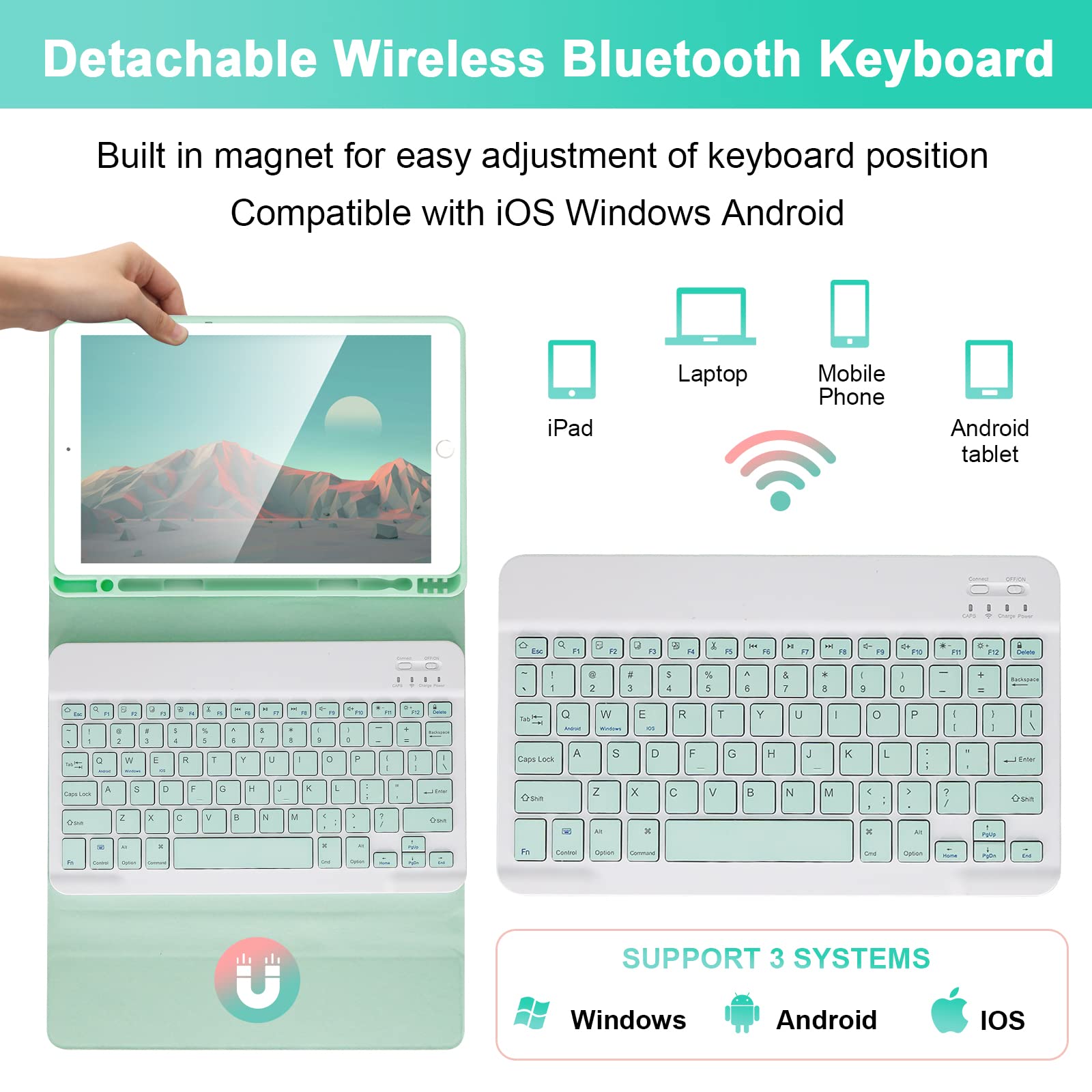 SOPPY Bluetooth-toetsenbordhoes met muis voor iPad 9e generatie 2021
