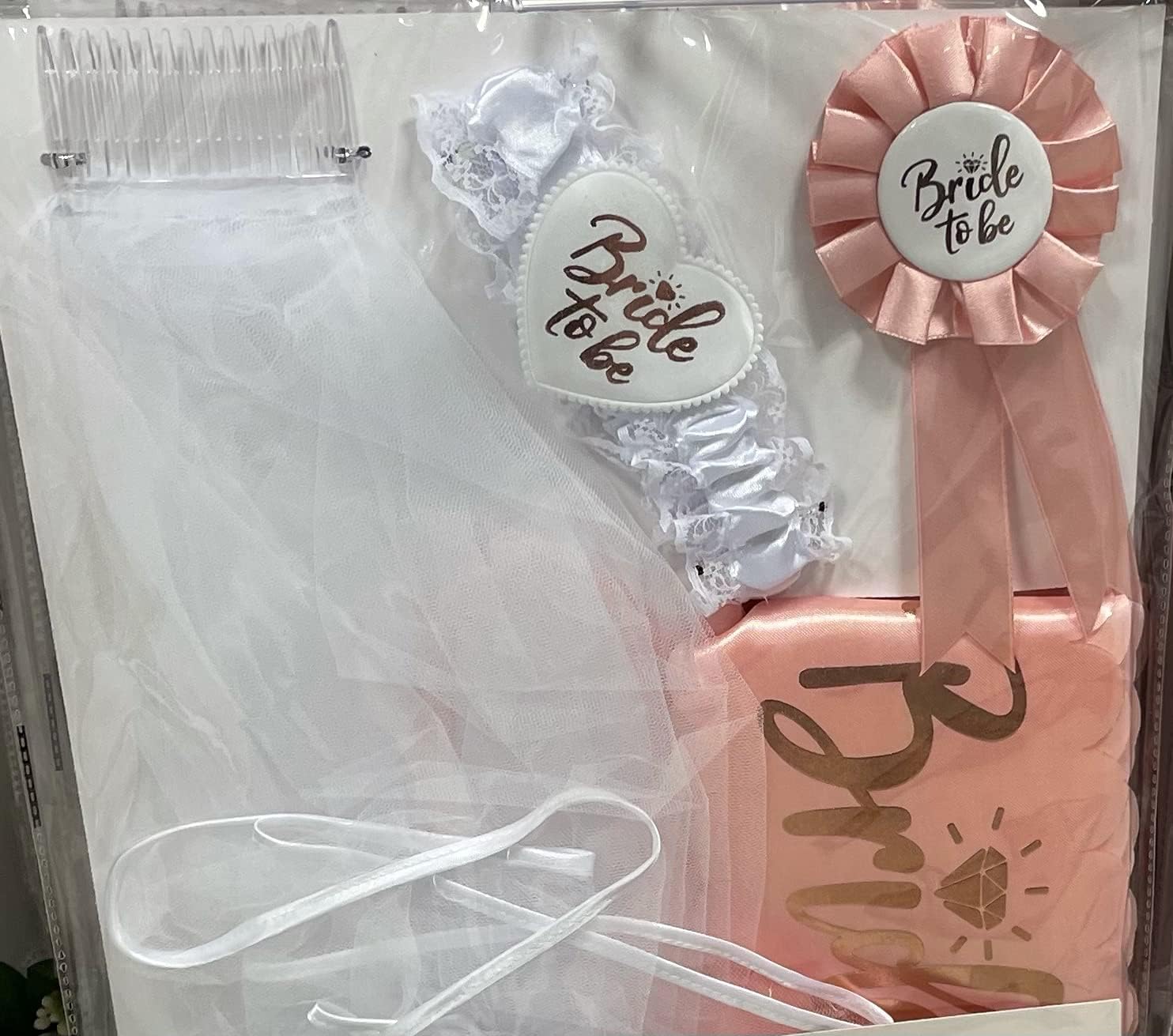 Opucore Bride to be Set, 4 piece, Rose Gold Accessories for Hen Party/Bridal Shower, with Bride to be Sash, Bridal Veil - Image 4