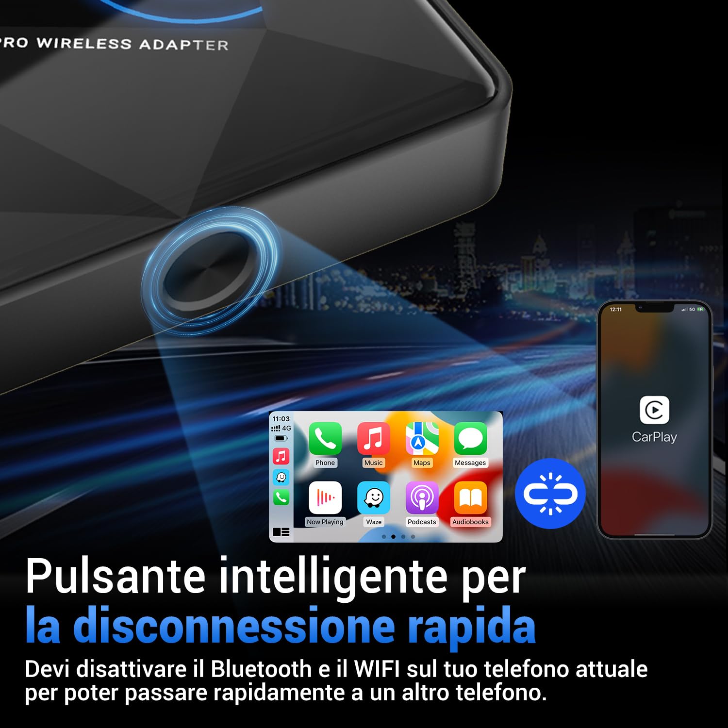 Ottocast Wireless-CarPlay-Adapter-Adattatore U2AIR Pro Wired to Wireless CarPlay Dongle Senza Filo Plug Play per iPhone e Auto con Funzione CarPlay Cablata in Fabbrica(Anno Di Produzione: 2016-2024)