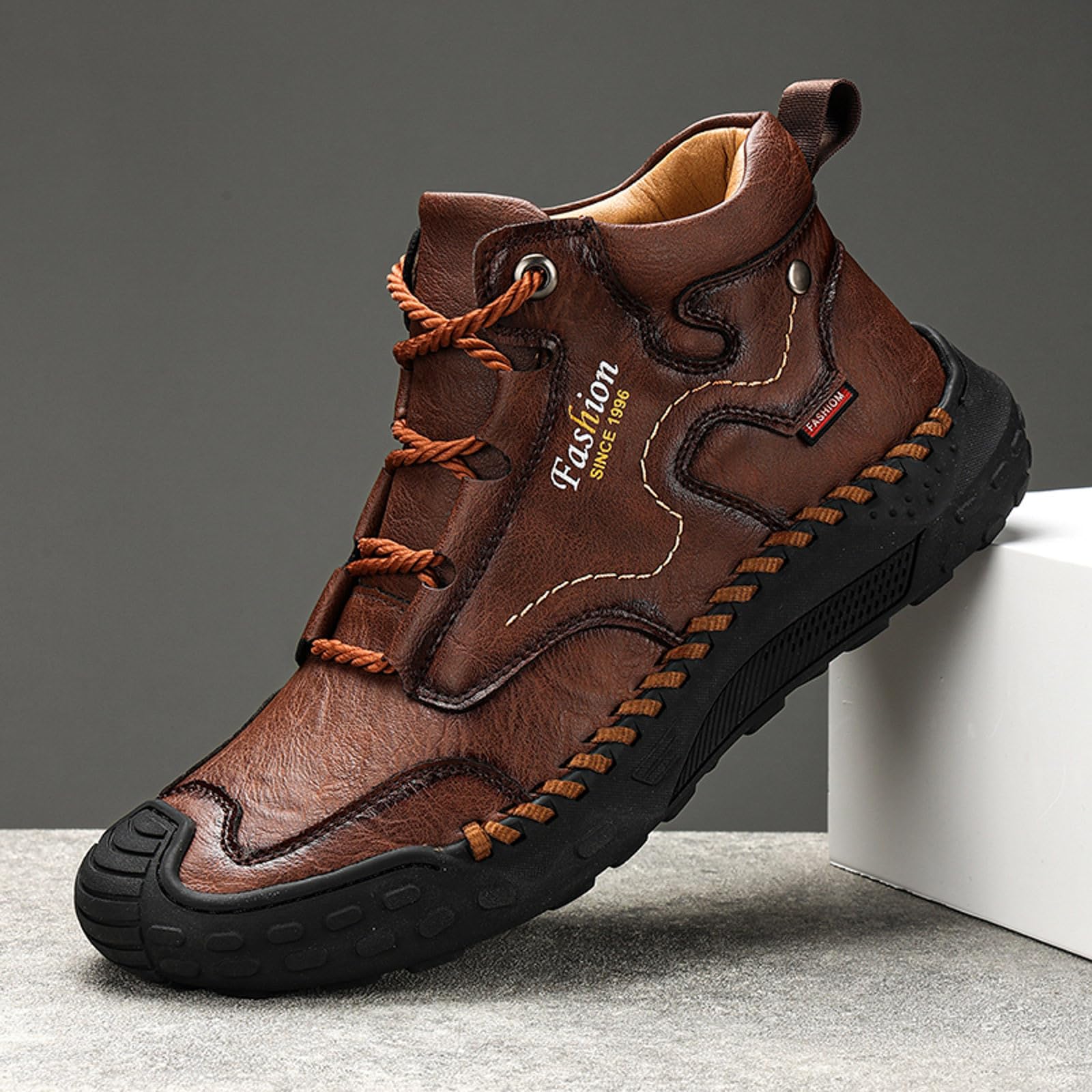 Botas de senderismo para hombre, hechas a mano, de piel, impermeables, antideslizantes, antideslizantes, resistentes al desgaste, cómodas y resistentes al desgaste