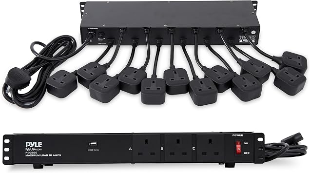Pyle Pdu Rack Mount, 15-Outlet 1U Rack Mount Power Strip with USB Charging Port, PDU Power Distribution Unit, Ground Lift, Circuit Breaker, Front and Rear Outlets, Home Upgrades