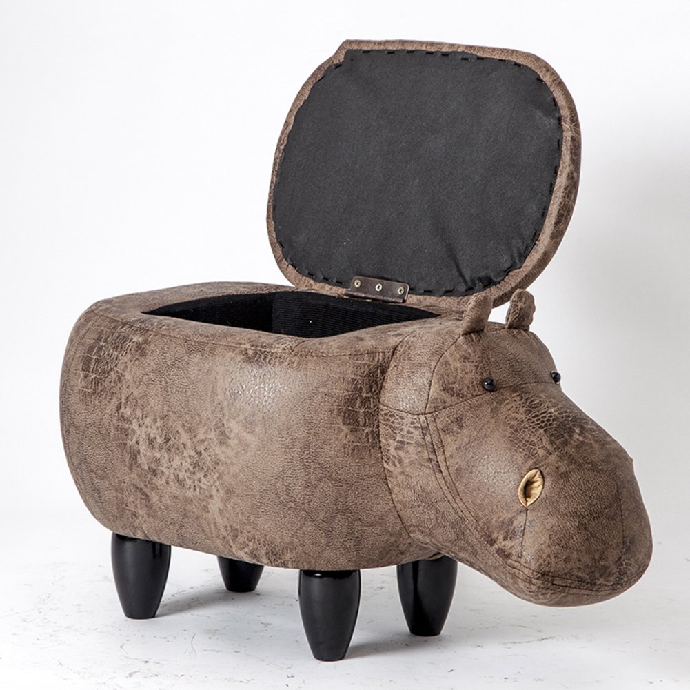 Tabouret en bois massif Hippo 65x35x37 cm pour salon et entrée