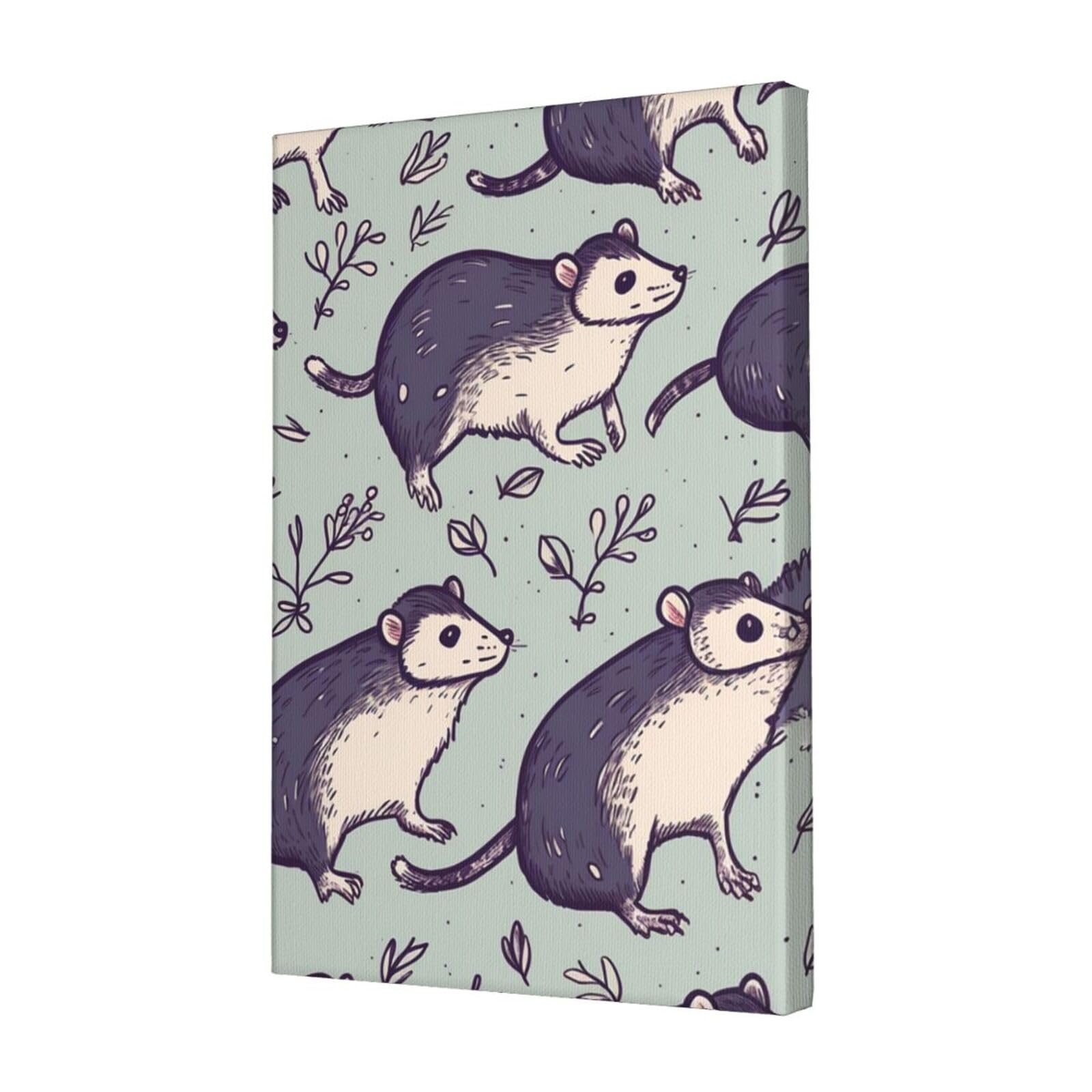 FodPand Opossum Canvas Wall Art for Living Room Wall Decor 12"x18" Modern Artwork Painting Pictures Hanging Canvas Prints Aesthetic Wall Art for Bedroom Bathroom Office Wallart Decor