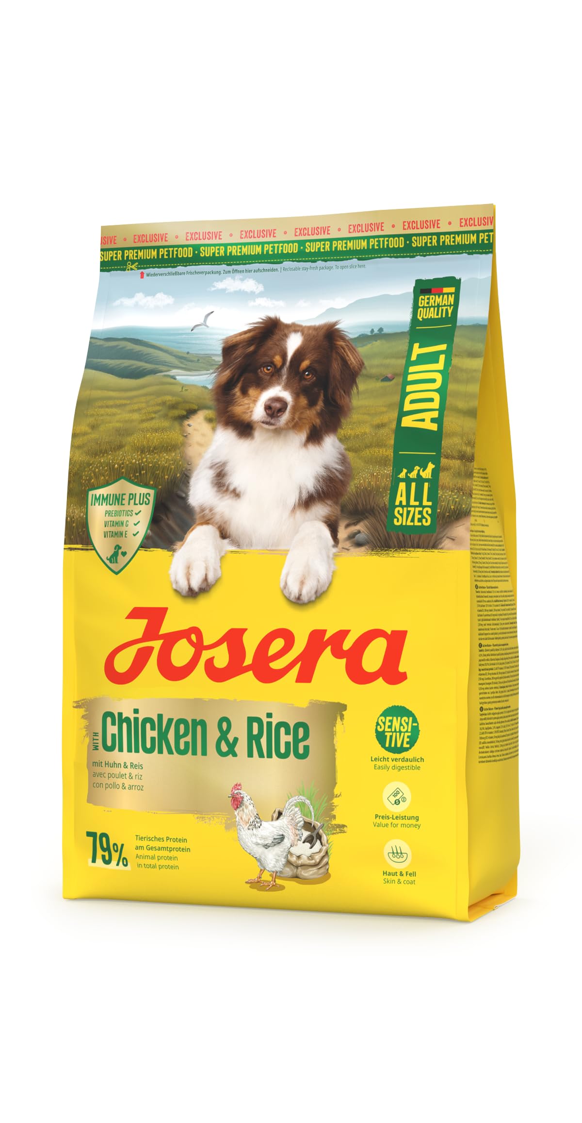 Josera Adult Chicken & Rice complete maintenance dog food | Lots of meat | Gluten-free | Immune Plus | Skin & Coat | Optimal digestion | 3kg