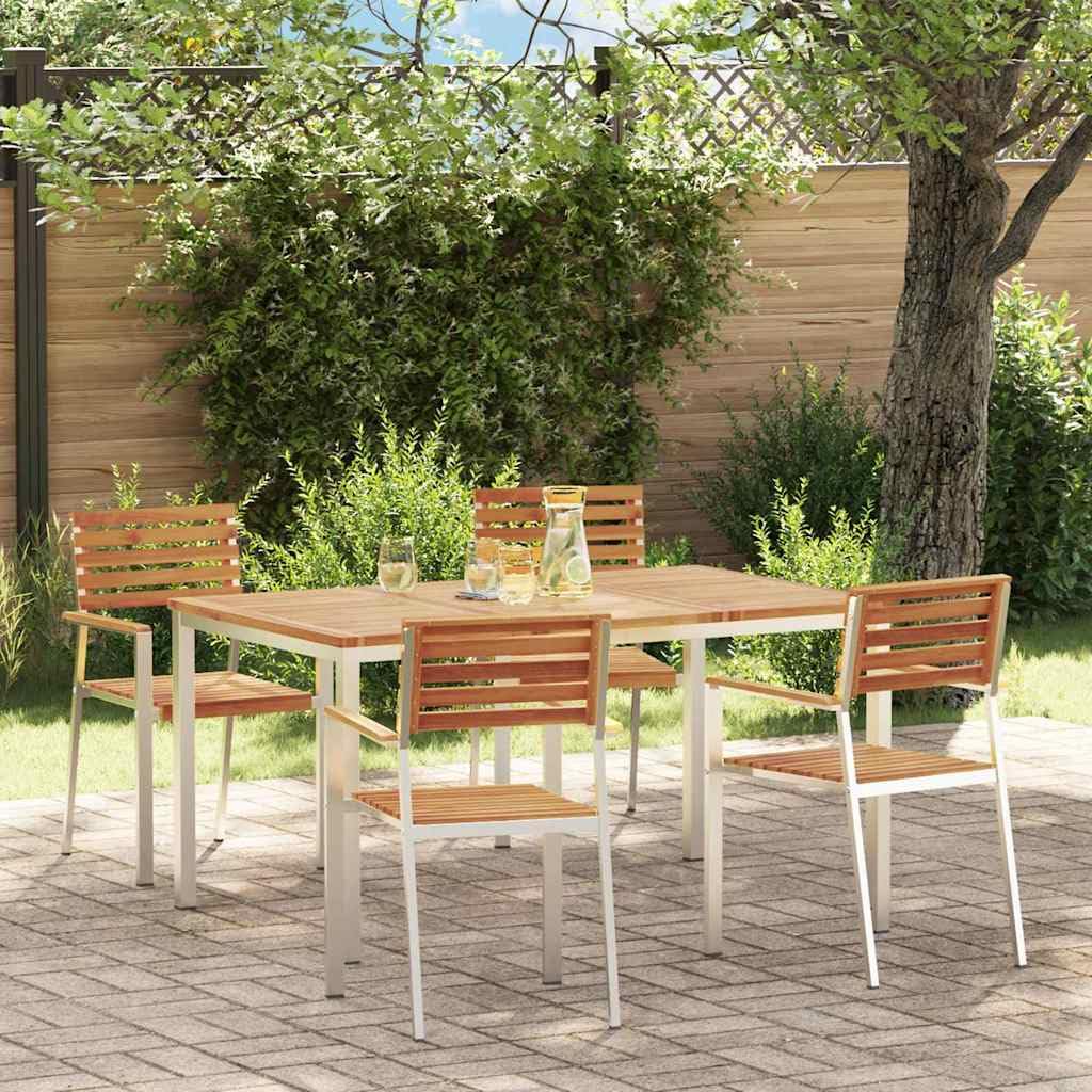 Juego de muebles de jardín de madera maciza de acacia, 5 unidades, color marrón, mesa y 4 sillas, muebles de balcón, muebles para terraza, jardín, balcón -A