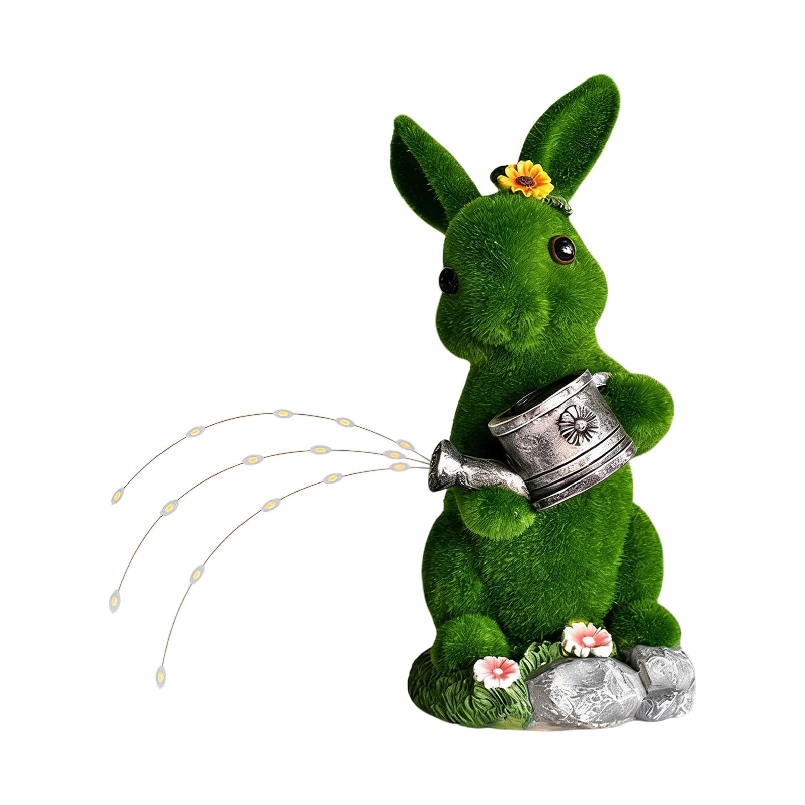 Kalttoy Lovely Resin Rabbits Solar Light for Backyard Festivals and Nighttime Illuminations Outdoor Solar Rabbits Decors