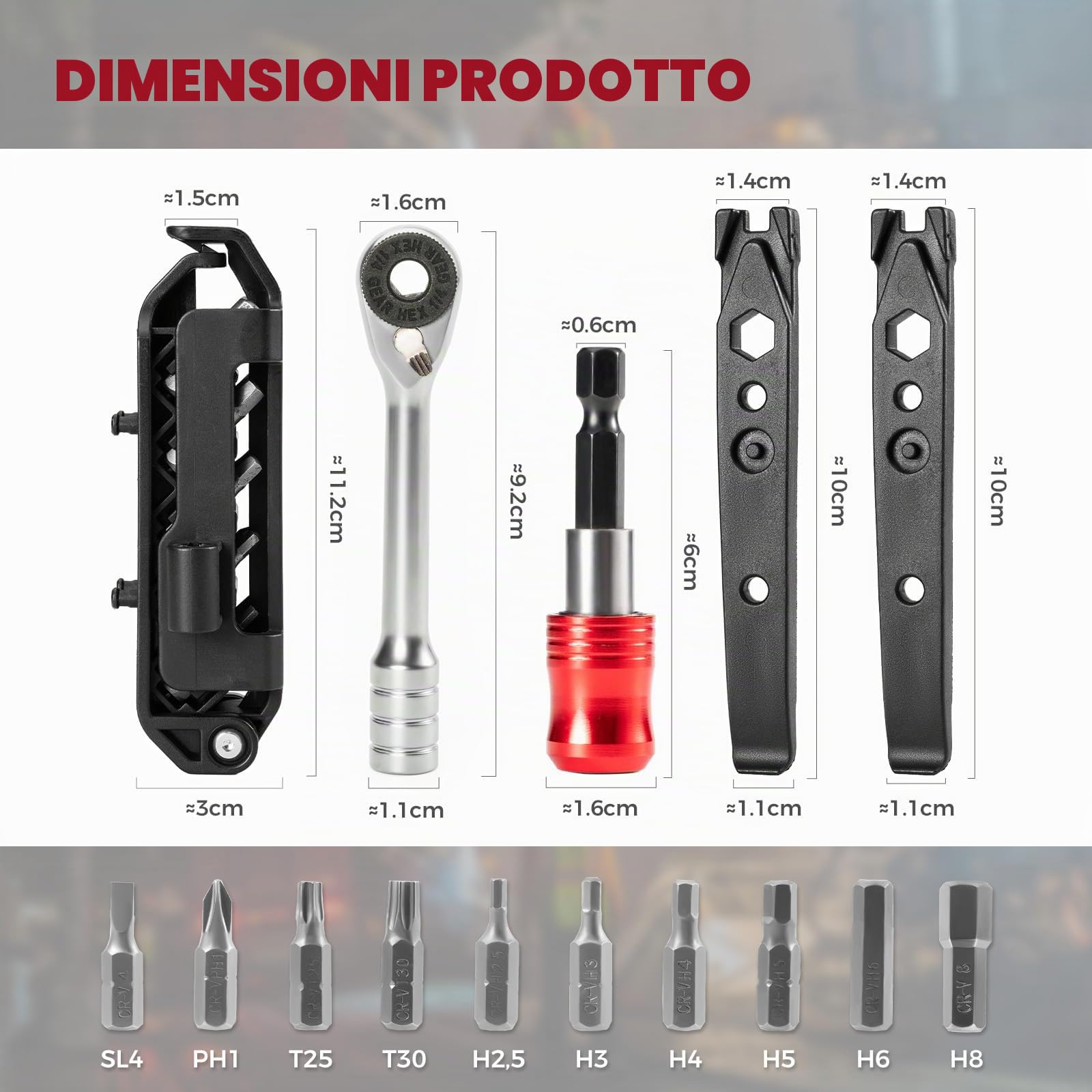 ROCKBROS 10 in 1 Set di Chiavi Dinamometriche, Chiave a Cricchetto Doppia Direzione Regolabile, Attrezzo Multifunzionale Leggero e Compatto, Kit di Riparazione per Bici da Strada, MTB ed E-bike