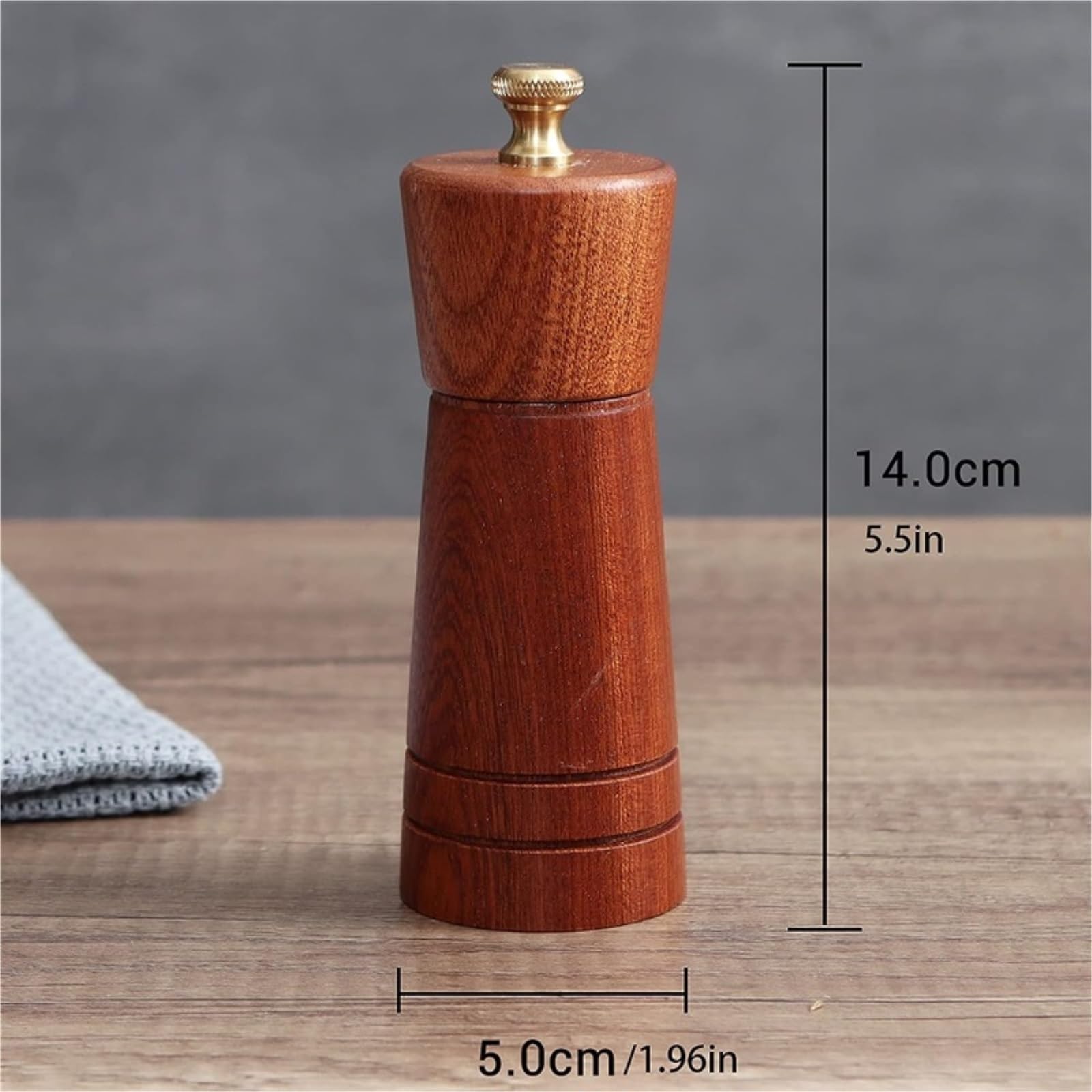 Młynek Do Pieprzu I Soli Zestaw Przypraw Do Soli Drzewnej Regulowanych Młynków Ceramicznych, Drewnianych, Młynek Kuchenny Młynków Do Przypraw(2pcs,5inch)