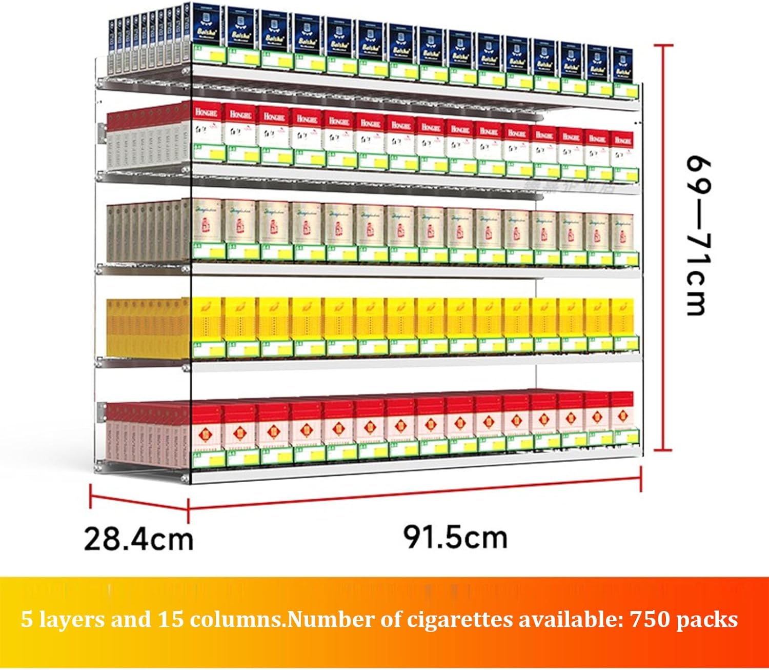 10 Pack Cigarette Display Holder, Automatic Cigarette Pusher Tray, Tobacco Display Stand, Supermarket Cabinet Matchbook Divider, Decorative Transparent Floating Shelf
