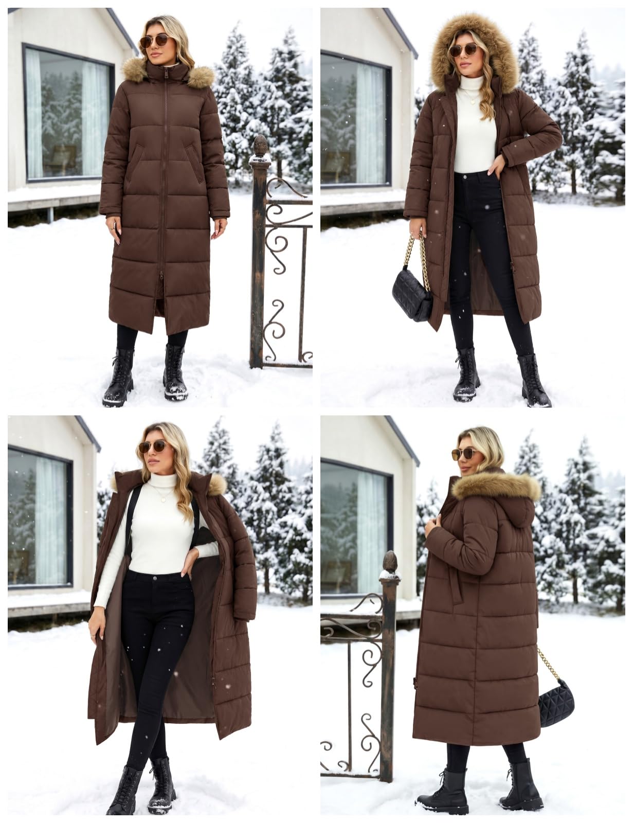 Tuopuda Cappotto Donna Lungo Invernale Giubbotto Giacca Cappotti Imbottita Caldo Addensare il cappotto Parka Giacche con Cappuccio Trapuntato Giaccone Outwear Antivento Cappotti