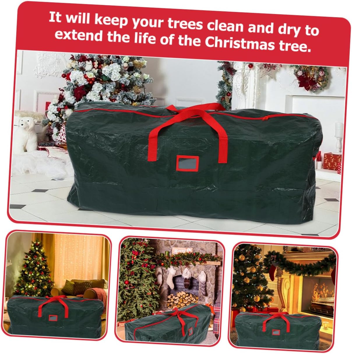 SHINEOFI Christmas Tree Storage Bag with Handles and Zipper Large Xmas Tree Pouch for Dust and Moisture Protection PE Material Holiday Storage Container and Bulky Items