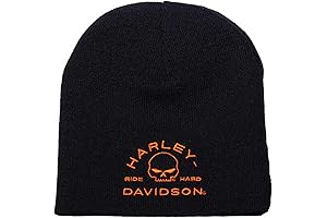 Harley Davidson Men's Embroidered Zone Willie G Skull Knit Beanie Hat
