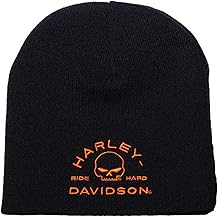 Men's Embroidered Zone Willie G Skull Acrylic Beanie Hat - Black