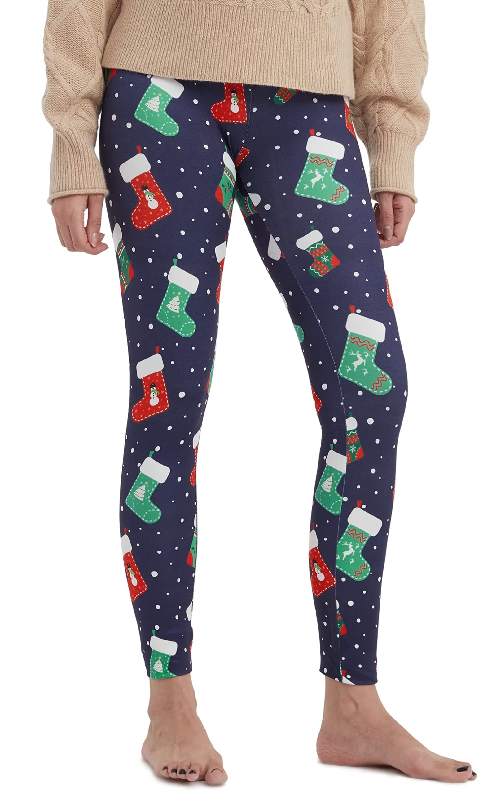 sissycos Women's Christmas Halloween Crossover Leggings High Waisted