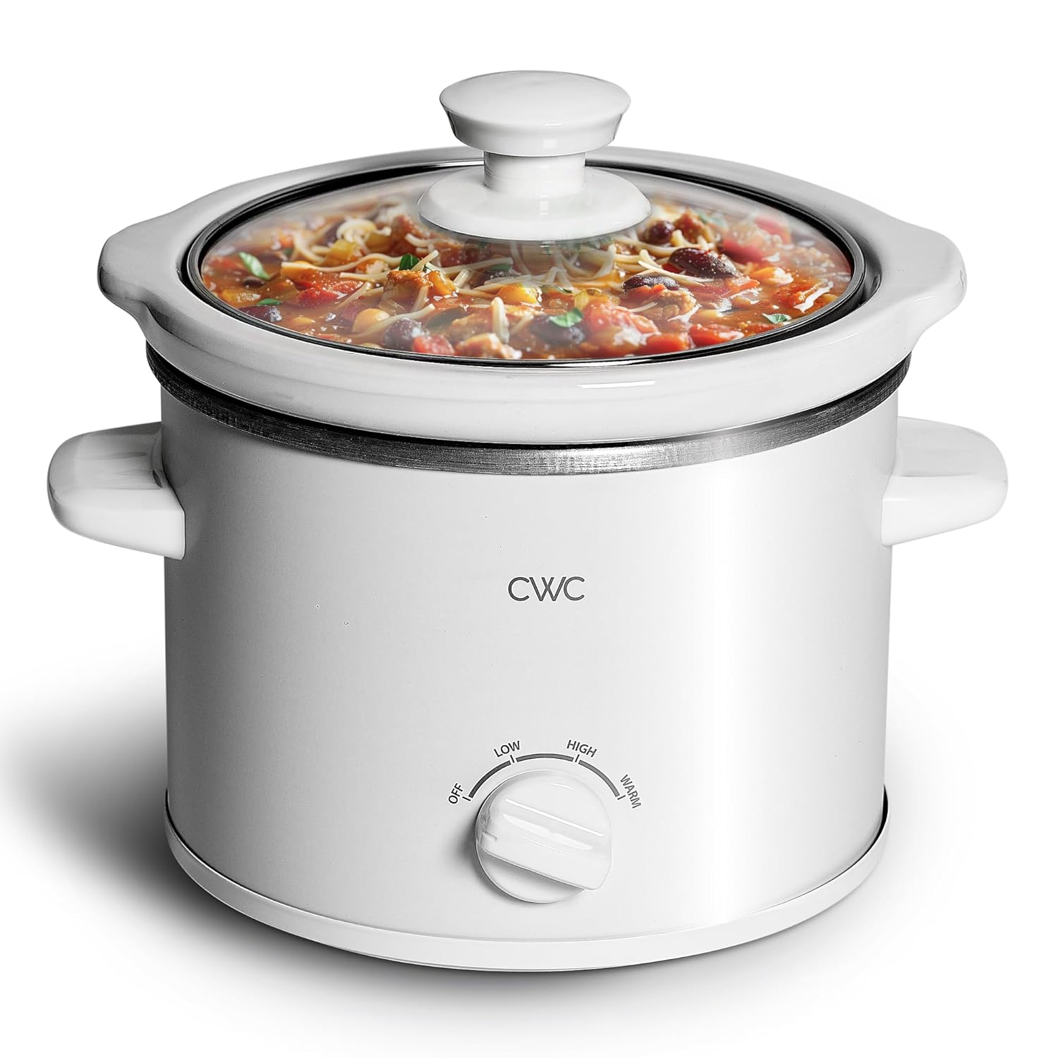 COOK WITH COLOR 2QT Mini Electric Round Slow Cooker - Adjustable Settings Removable Stoneware Pot Tempered Glass Lid