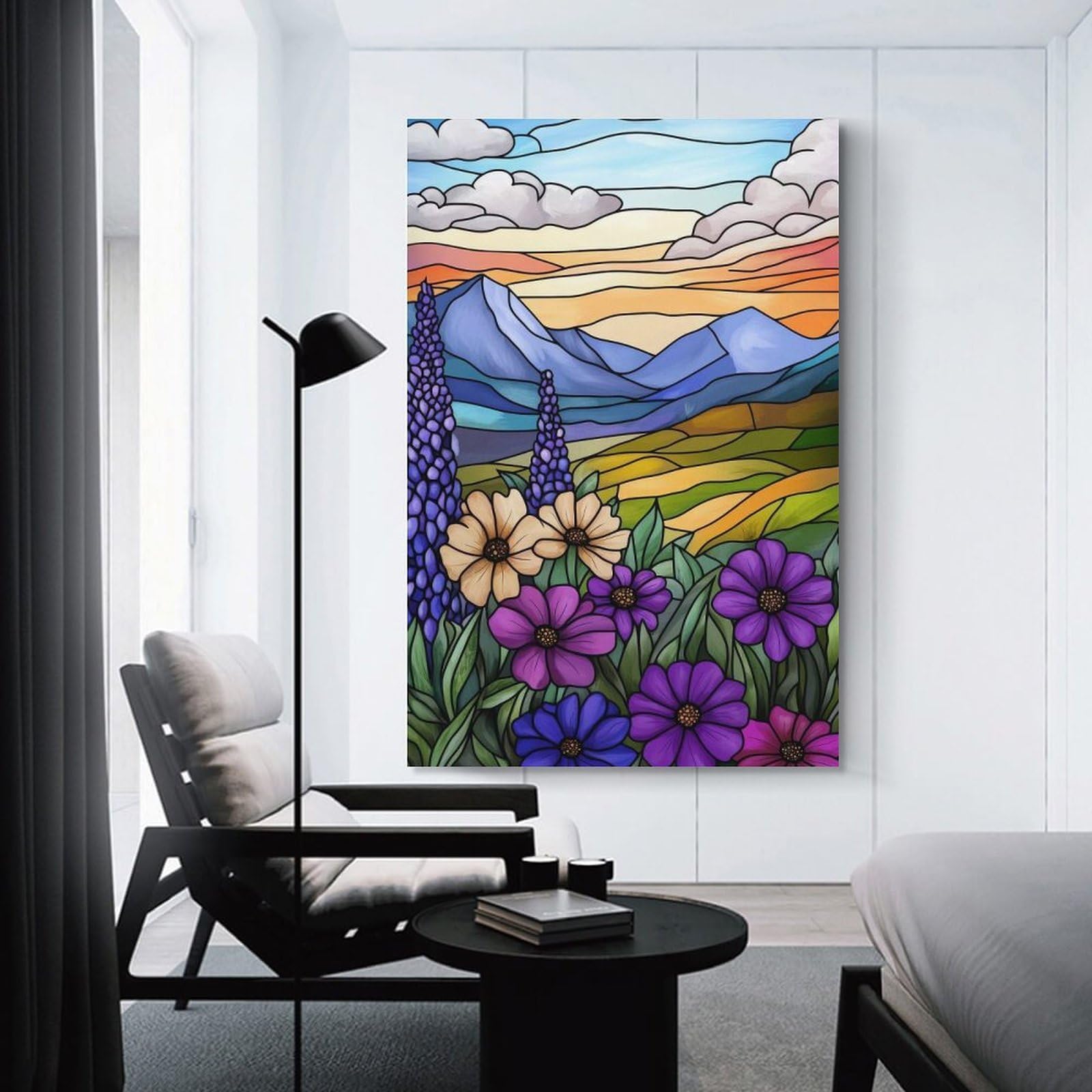 Junmoney Home Decor Wall Art Mountain Sunset Landscape, 24x36inch(60x90cm), for Workspace Walls, Study Corners Or Bedrooms, A Smart Decor Choice for Study Walls