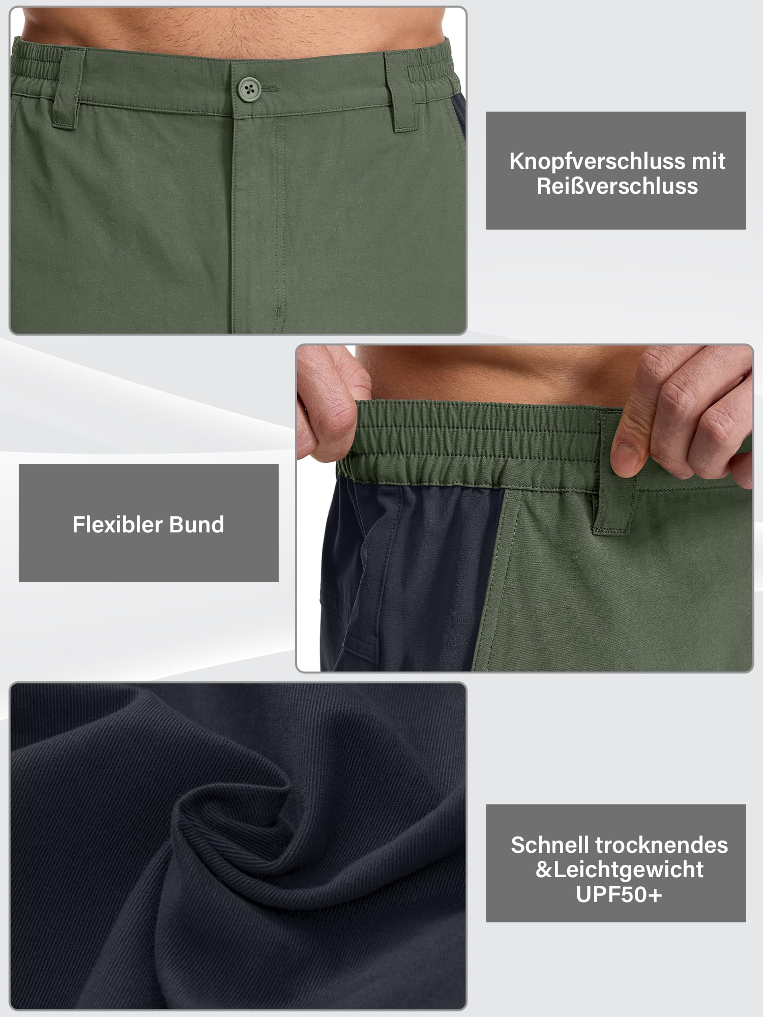 yeyity Pantaloni corti da trekking da uomo, ad asciugatura rapida, per attività all'aria aperta, traspiranti, da trekking, con tasche