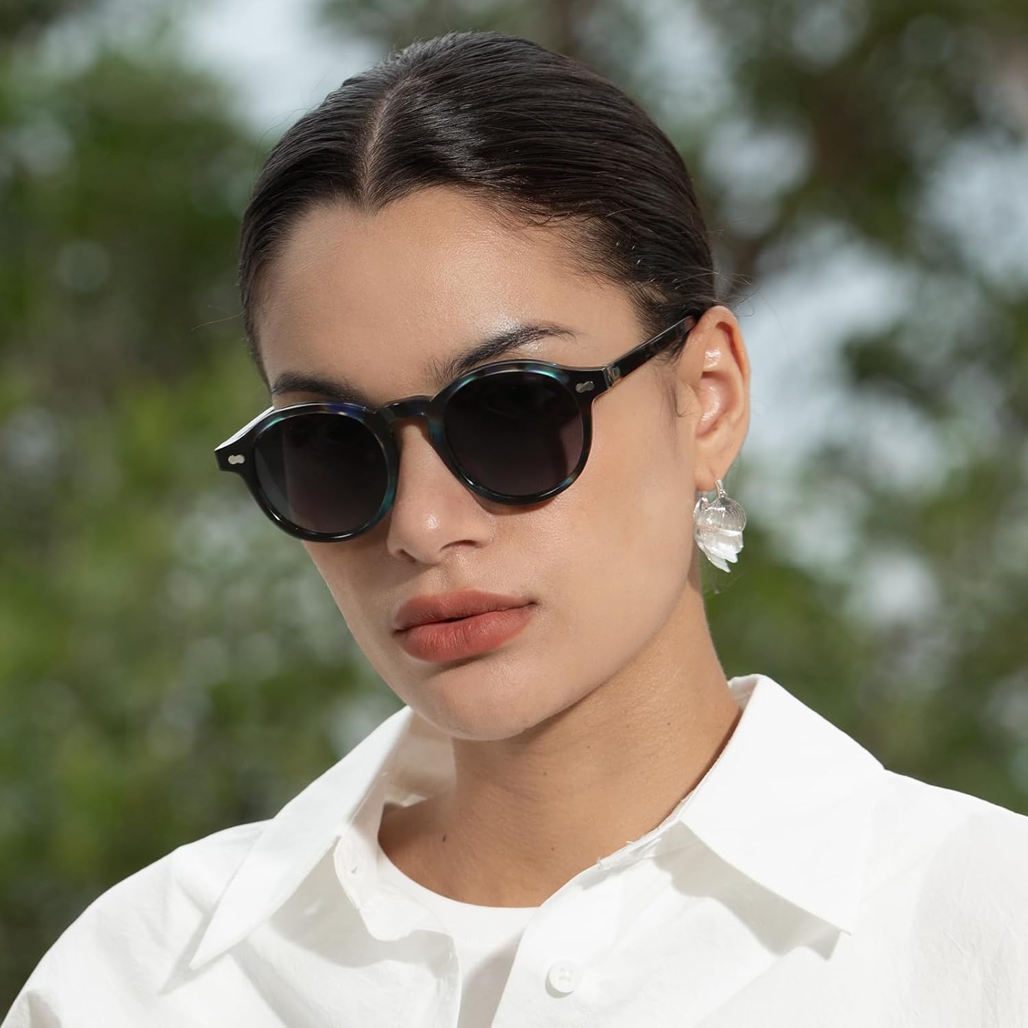 CARFIA Round Acetate Polarized Sunglasses for Women Fashion Retro Sun Glasses CA5266 - Image 3