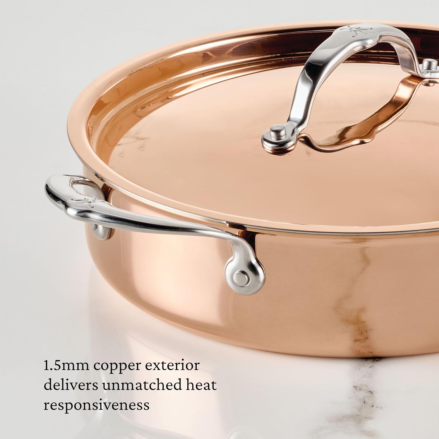 CopperBond® Aura™ 5-Quart Professional Copper Sauté Pan with Lid
