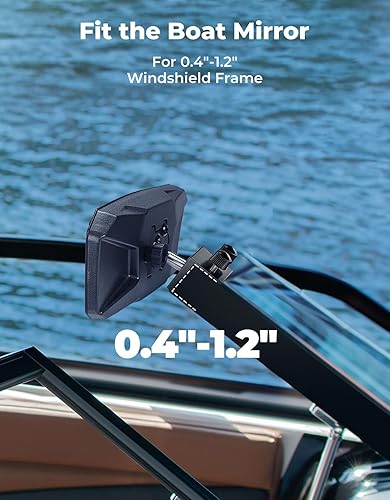 Miniatura 2 de KEMIMOTO Espejo de barco retrovisor, espejo marino de 3.5 x 10 pulgadas para esquí, lancha, pontón, barco, esquí acuático, embarcación, surf