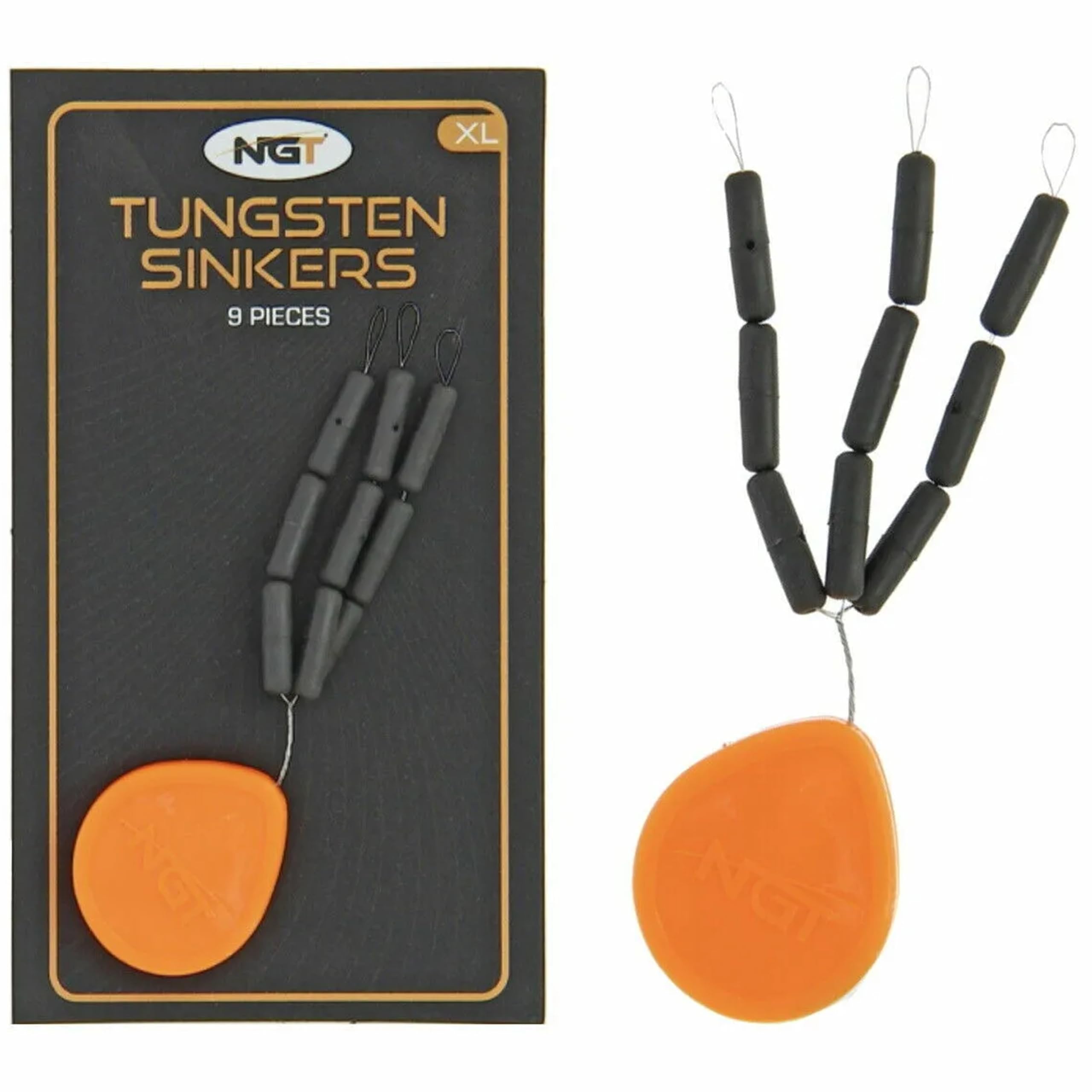 NGT Rig Sinkers Weights For Hook Link Tungsten XL 9pc Set Carp Coarse Fishing supplies