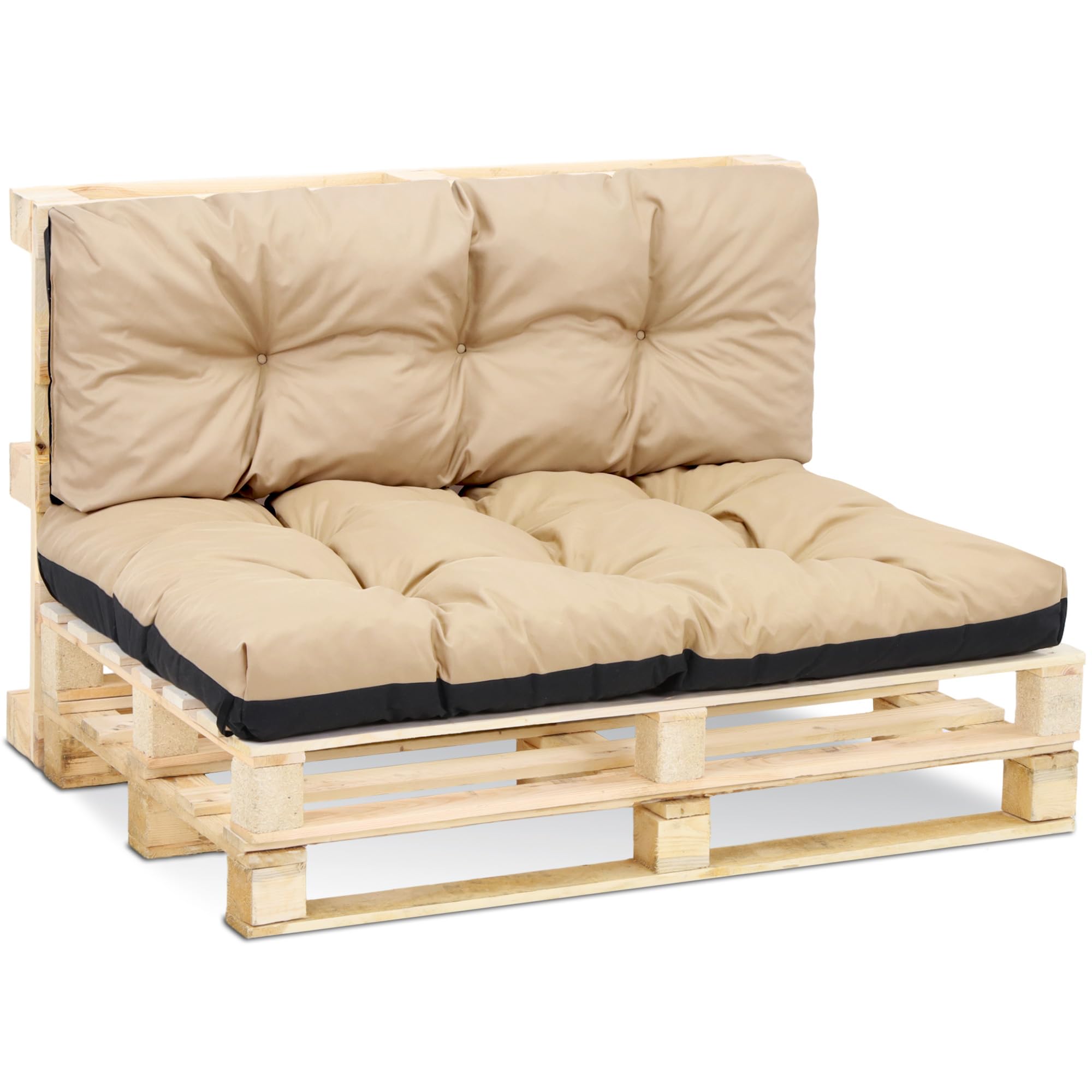 Amazinggirl Cuscini per pallet esterno Set di 2 cuscini per pallet - per bancali grandi schienale o seduta da divano panchina da giardino balcone e terrazza Beige B