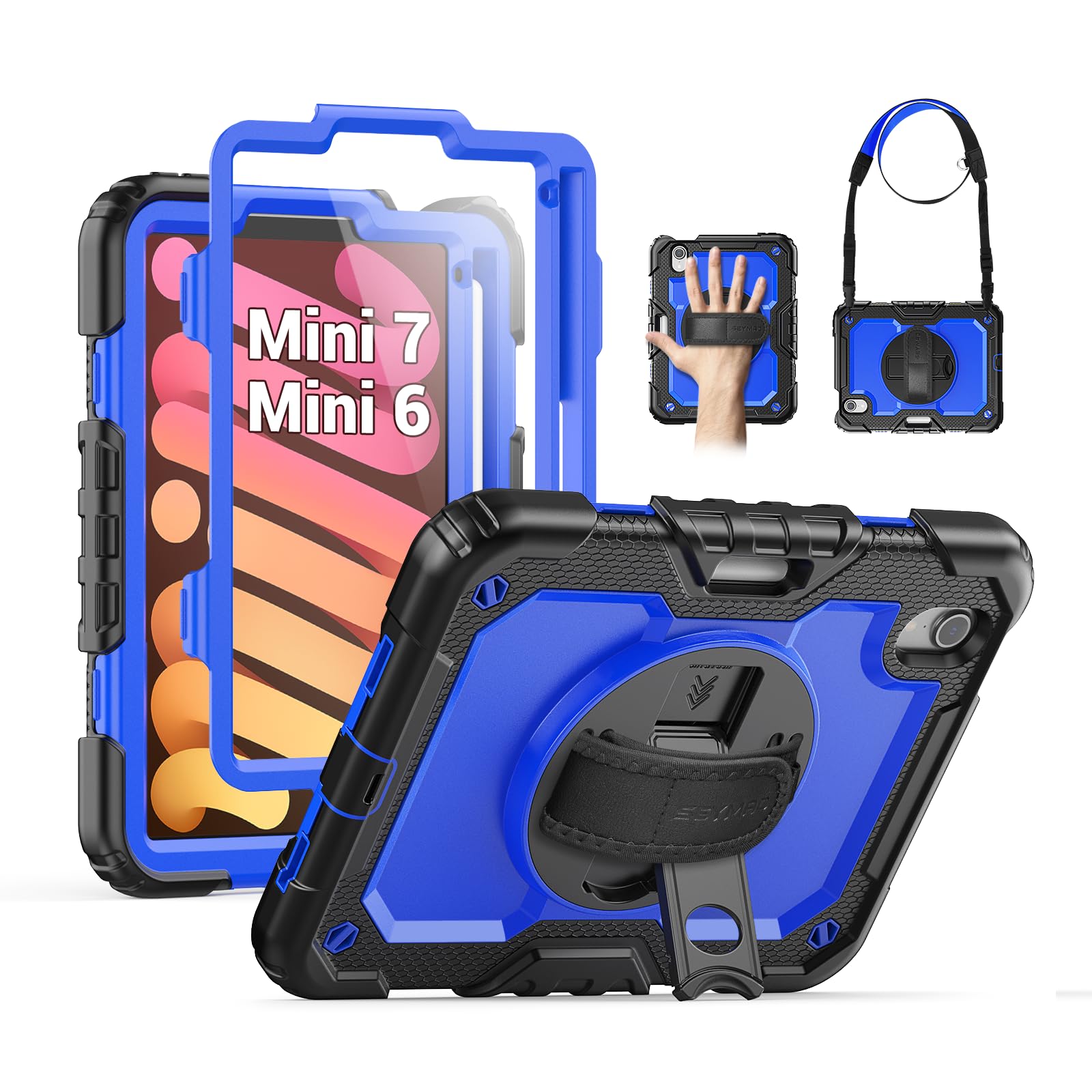 SEYMAC Case for iPad Mini 7 (A17 Pro)/Mini 6 8.3", Dark Blue