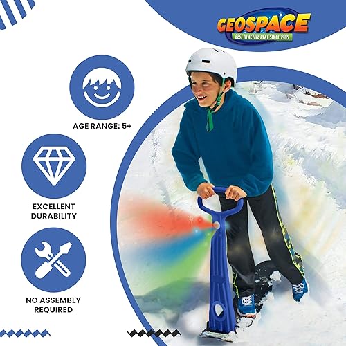Miniatura 2 de GeoSpace Original LED Ski Skooter Scooter o tabla de snowboard plegable para usar sobre nieve o césped, trineo, juguetes de invierno