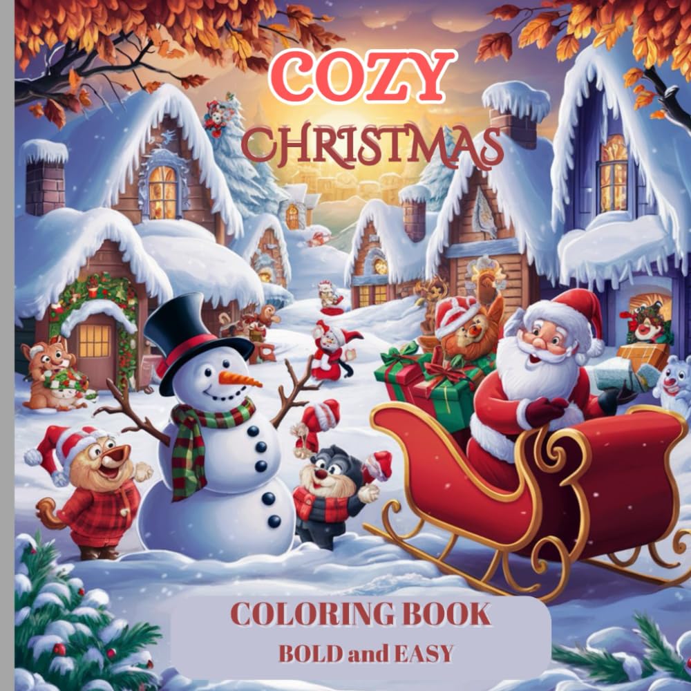 Cozy Christmas Coloring Book Bold and Easy: "Delicious and simple holiday scenes for relaxation and fun" Enjoy the holidays by coloring in a variety ... reindeer, and various Christmas decorations.