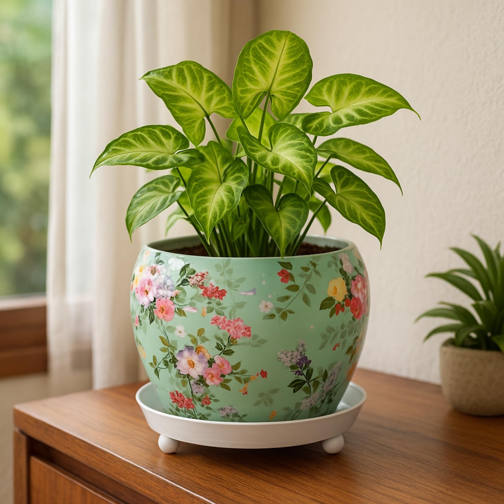 ecofynd Lily Black Metal Plant Pot - Indoor Outdoor -13