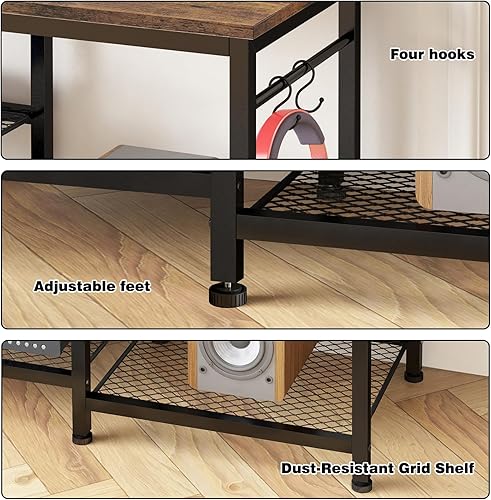 Miniatura 3 de YGEOMER Soporte de TV para sala de estar, centro de entretenimiento para televisores de 55 pulgadas, mesa consola multimedia de TV, soportes de