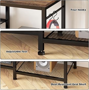 YGEOMER TV Stand Living Room Entertainment Center for 55 TV TV Media Console Table TV Stand for Bedroom Rustic Brown