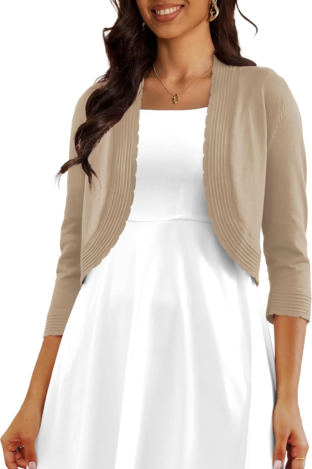 CPOKRTWSO Women's 3/4 Sleeve Cropped Cardigan Sweaters Open Front Bolero Shrugs for Women S-XL