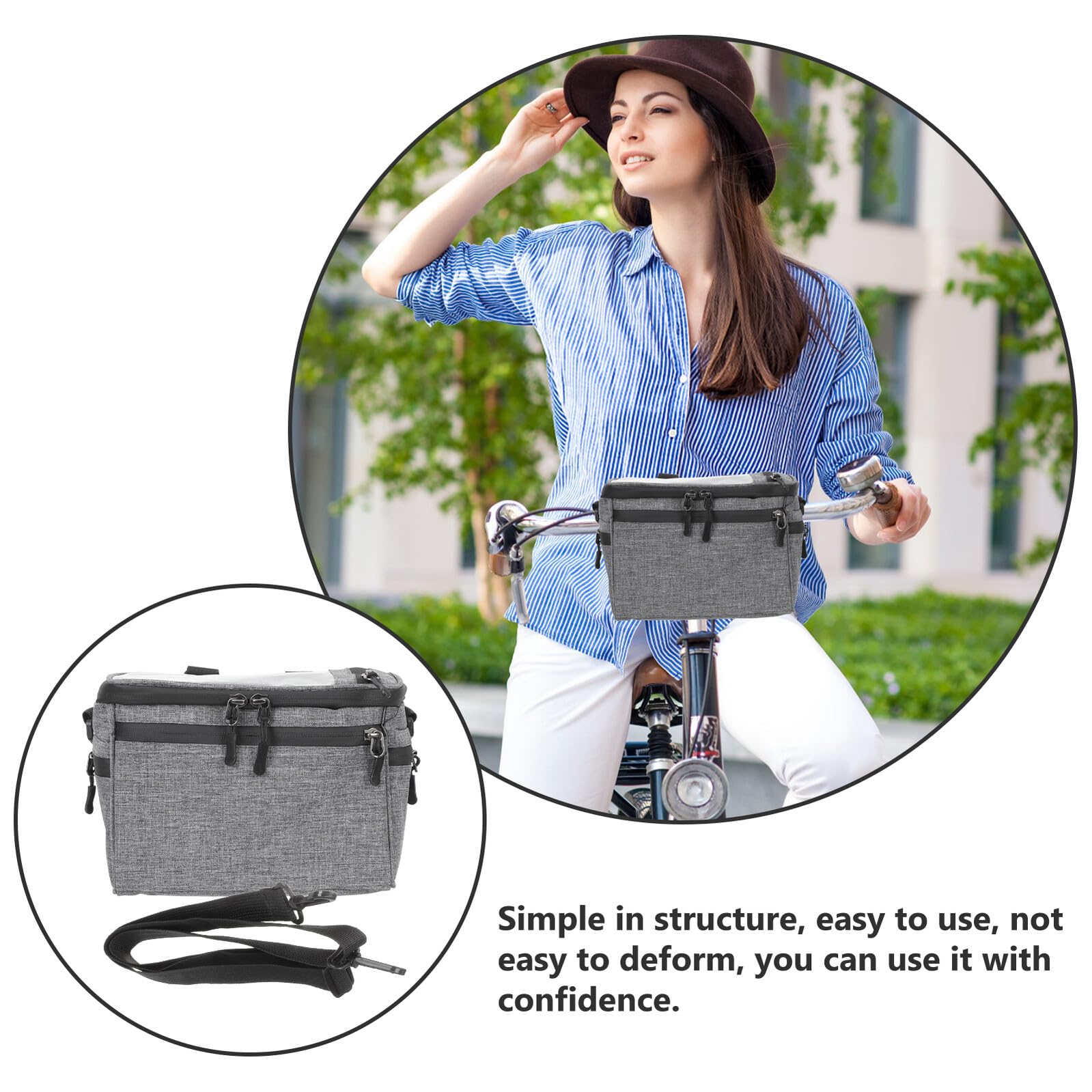 Cabilock Bolsa para Manillar de Bicicleta de Lona, Bolsa Delantera Simple, Aislada, para Bicicleta Eléctrica y Carretera, Adecuado para Herramientas y Baterías