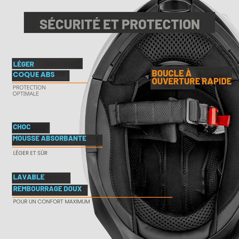 Westt Casque Moto Casque modulable Homologué ECE 22.06 Casque de Moto intégral avec visière Solaire pour Femme Homme